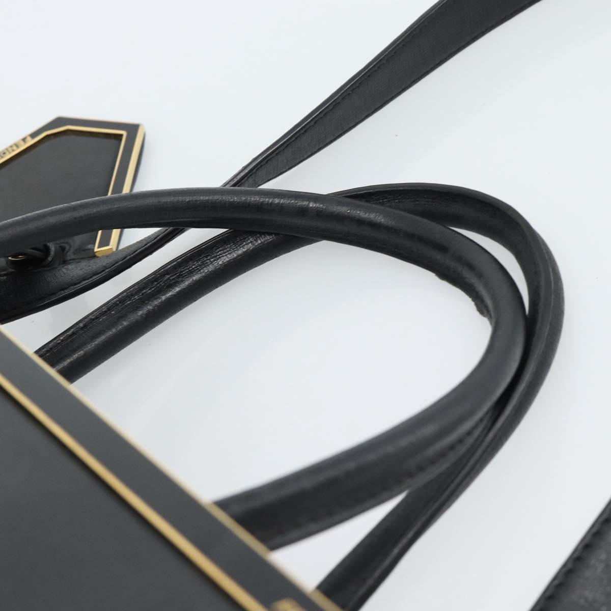 FENDI Tote Bag Leather 2way Black Gold Auth bs35580