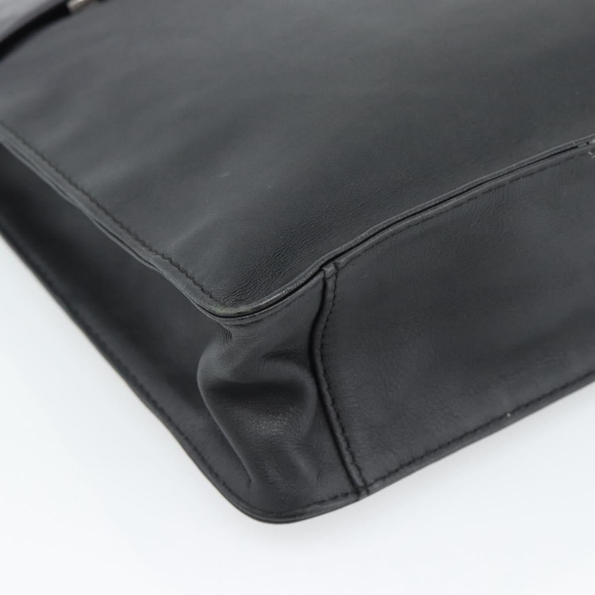 Salvatore Ferragamo Shoulder Bag Leather Black Silver Auth bs35581