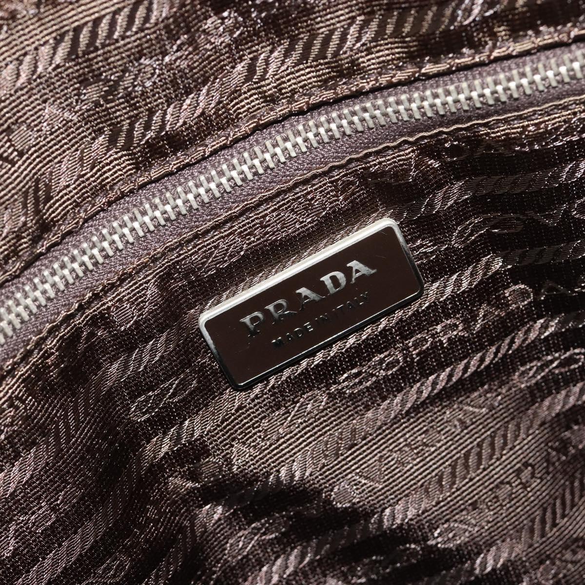 PRADA Tote Bag Canvas Beige Silver Auth bs35583