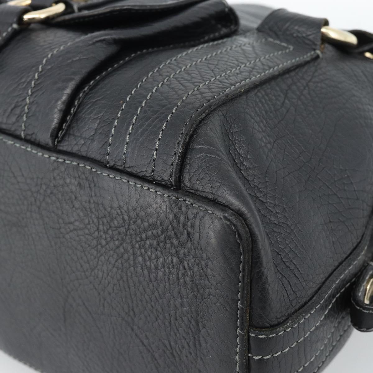 CELINE Hand Bag Leather Black Gold Auth bs35584A
