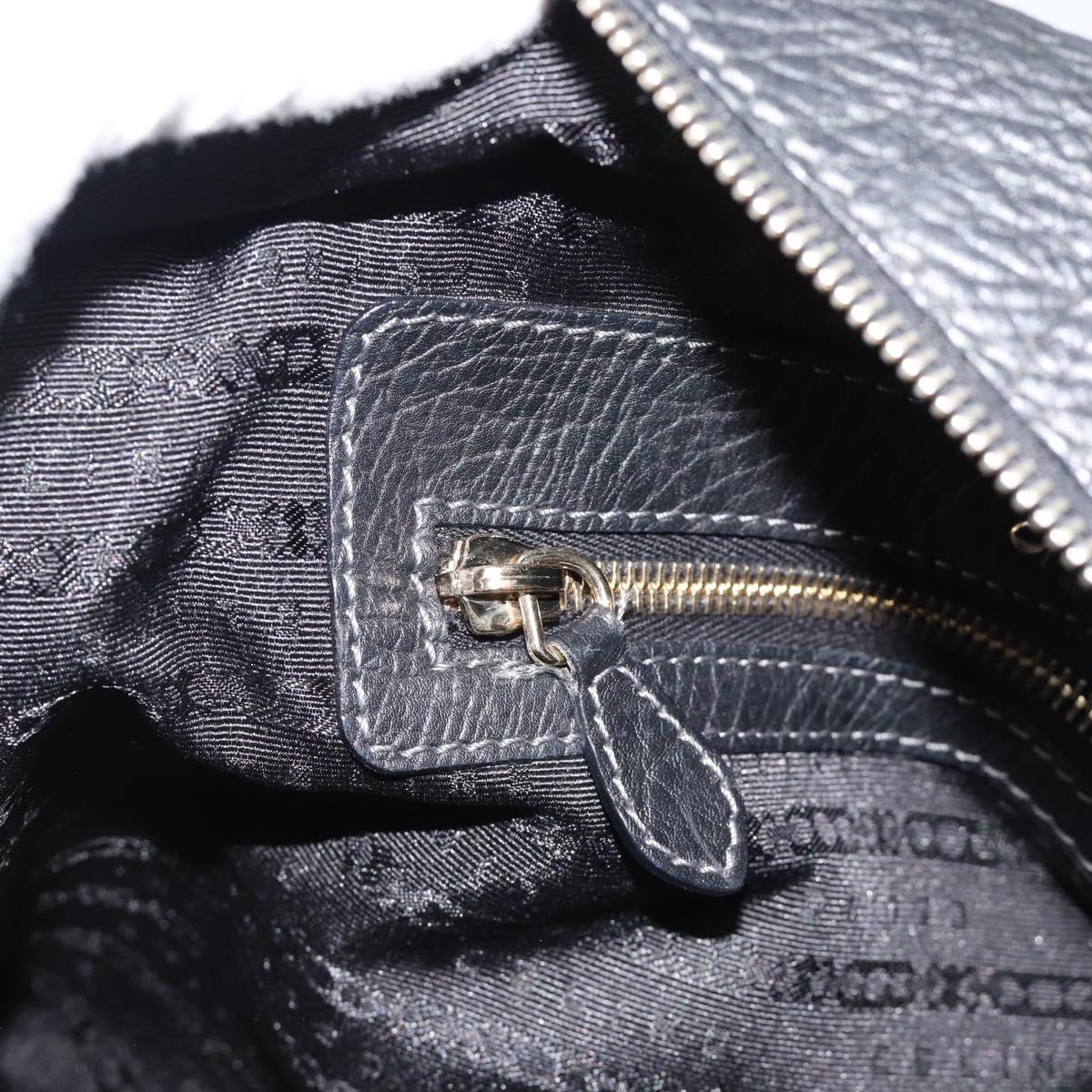 CELINE Hand Bag Leather Black Gold Auth bs35584A