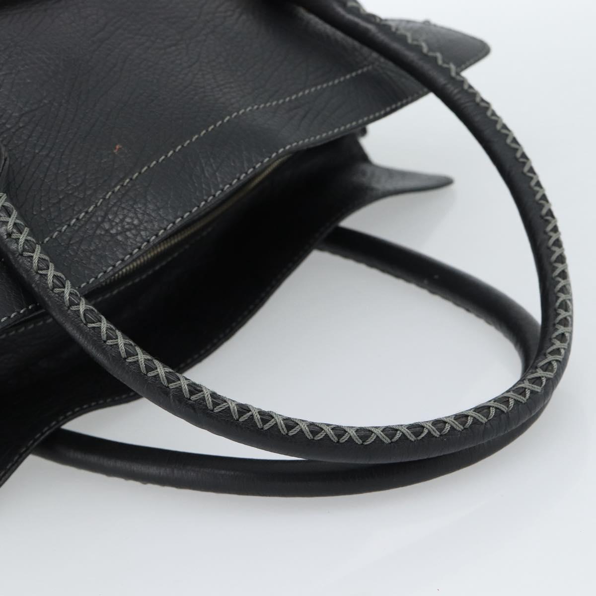 CELINE Hand Bag Leather Black Gold Auth bs35584A