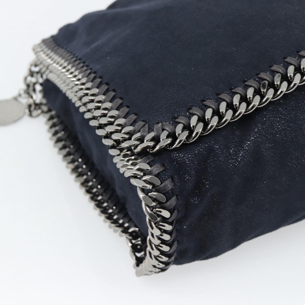Stella MacCartney Chain Falabella Shoulder Bag Suede Navy Silver Auth bs35585A