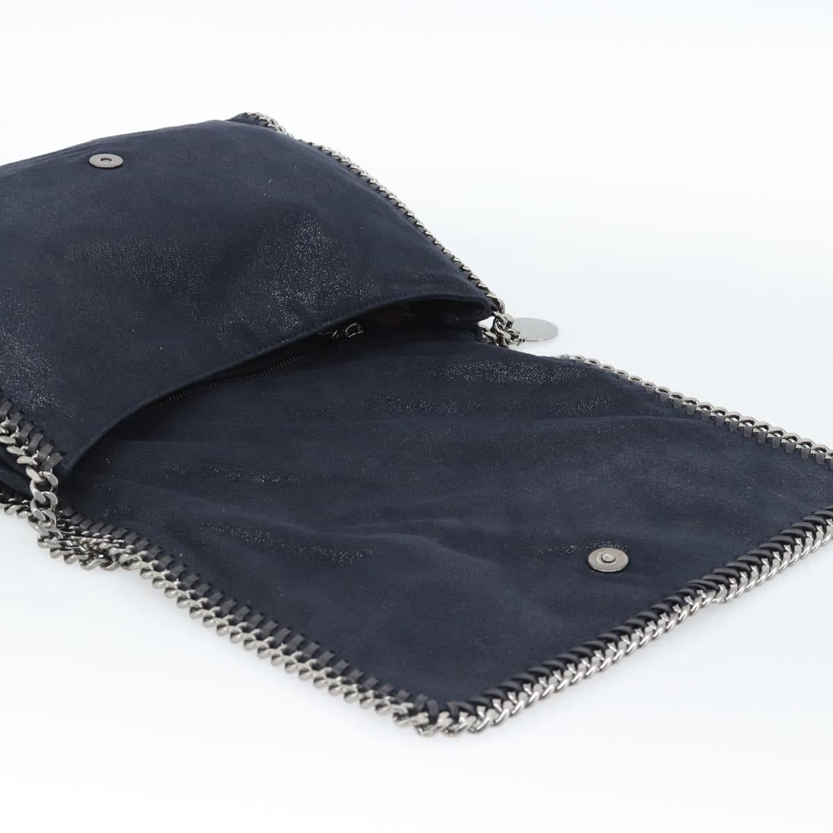 Stella MacCartney Chain Falabella Shoulder Bag Suede Navy Silver Auth bs35585A