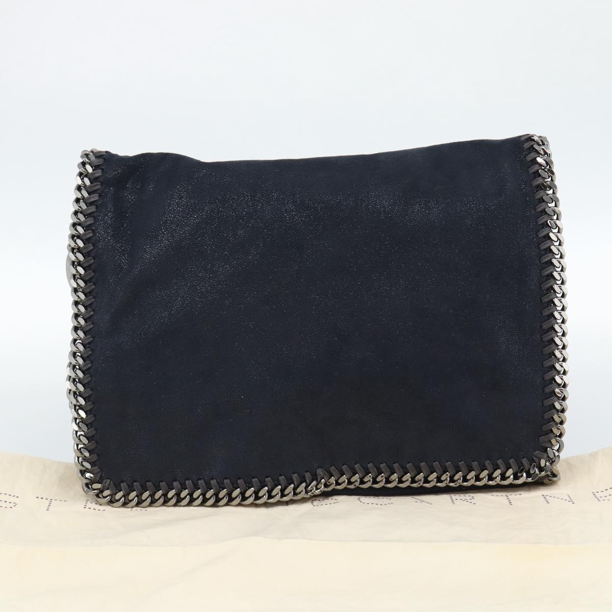 Stella MacCartney Chain Falabella Shoulder Bag Suede Navy Silver Auth bs35585A