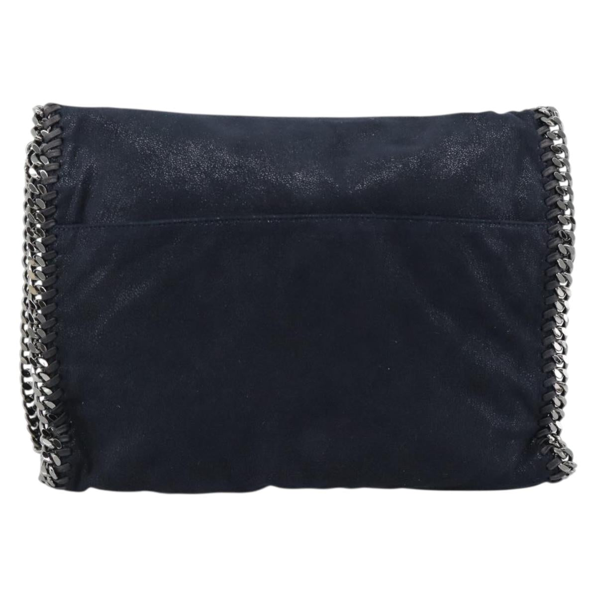 Stella MacCartney Chain Falabella Shoulder Bag Suede Navy Silver Auth bs35585A