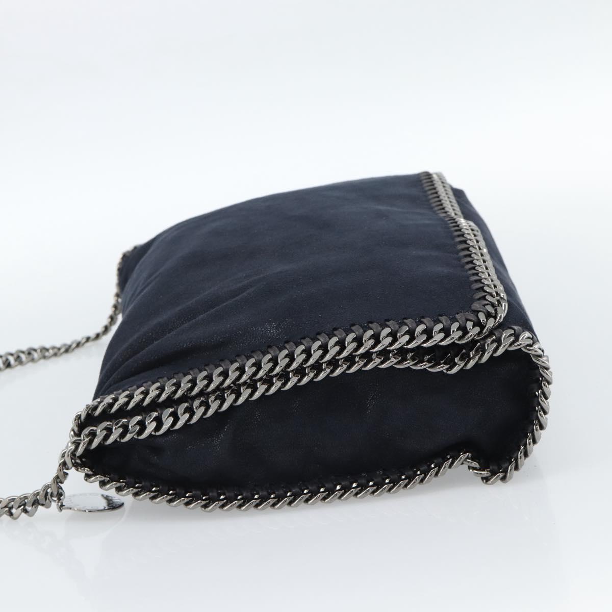 Stella MacCartney Chain Falabella Shoulder Bag Suede Navy Silver Auth bs35585A