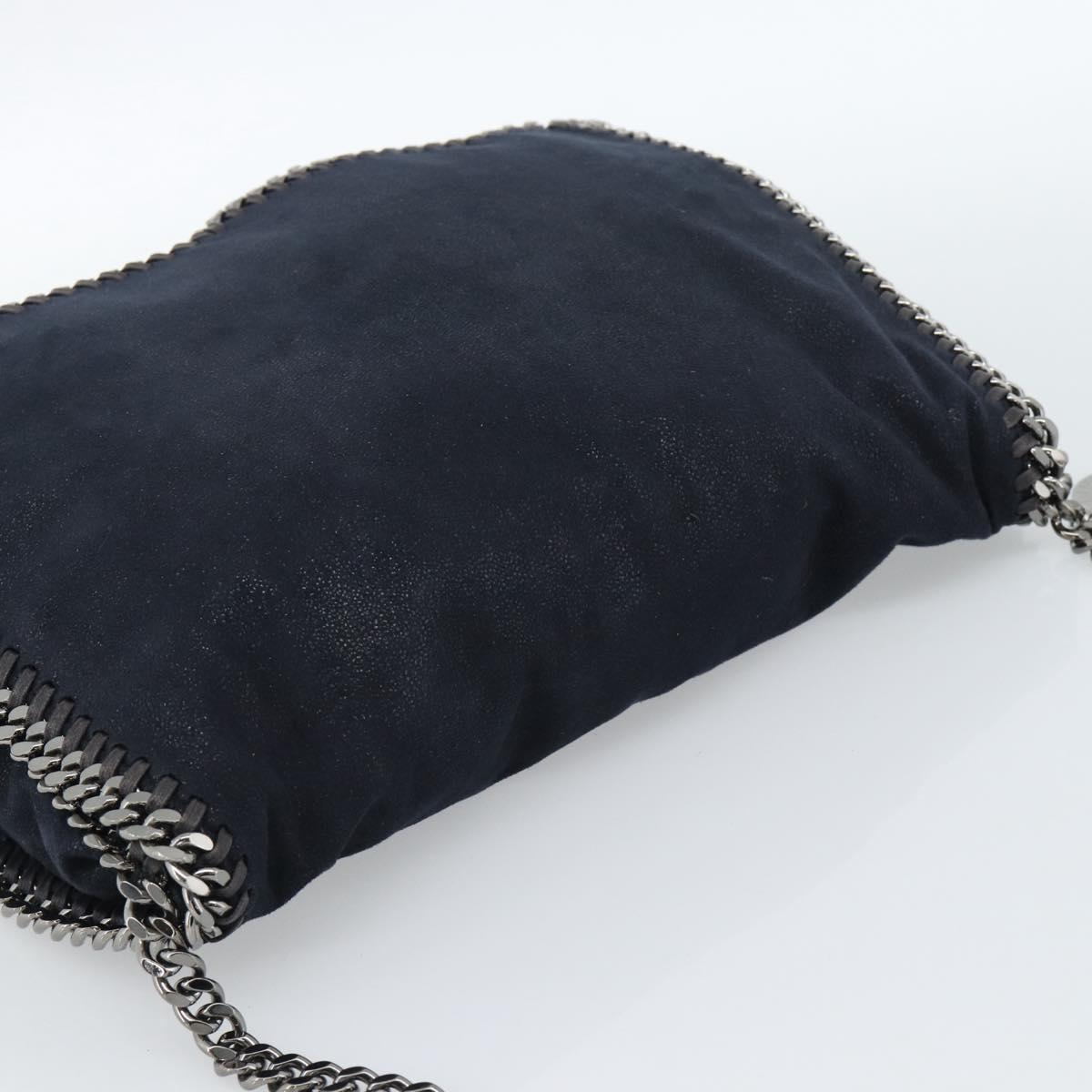 Stella MacCartney Chain Falabella Shoulder Bag Suede Navy Silver Auth bs35585A