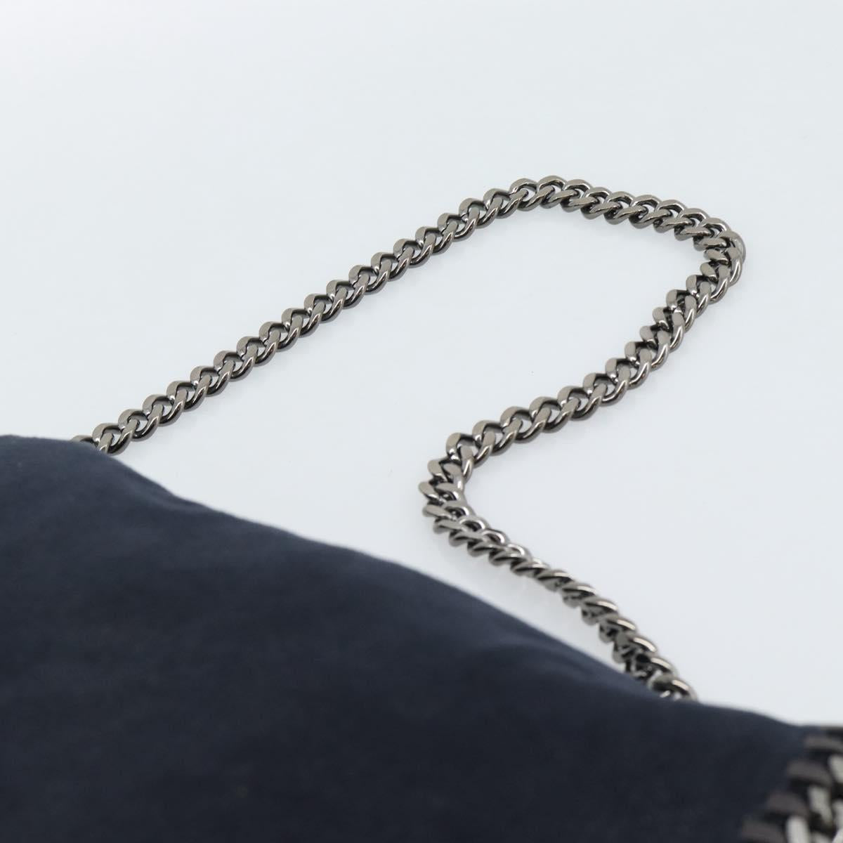 Stella MacCartney Chain Falabella Shoulder Bag Suede Navy Silver Auth bs35585A