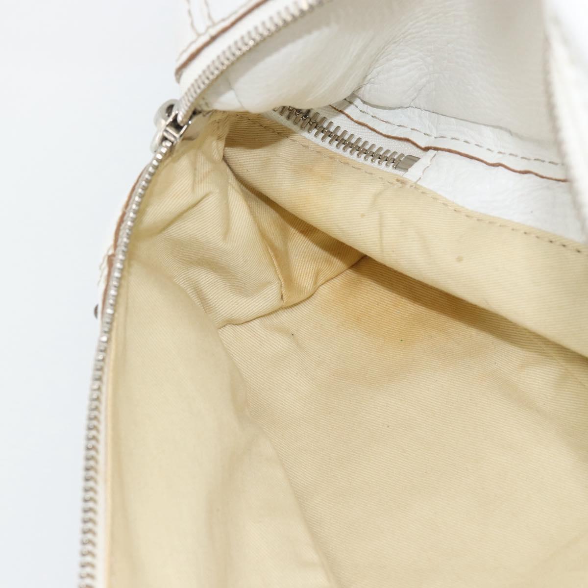 Chloe Paddington Tote Bag Leather White Gold Silver Auth bs35586A