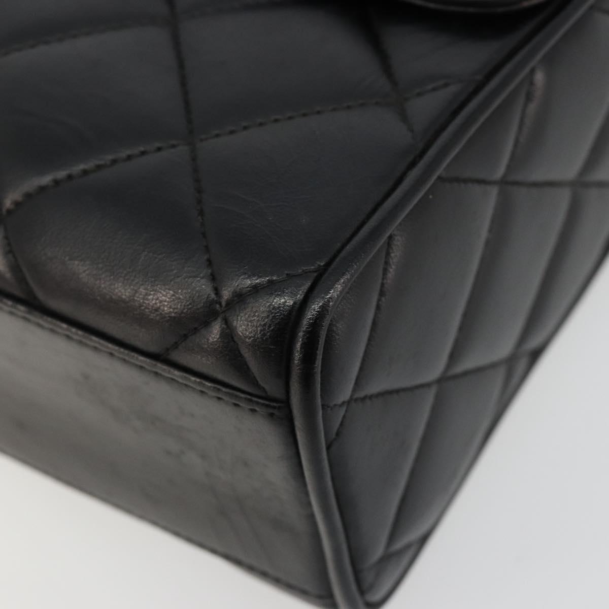 CHANEL Matelasse Shoulder Bag Lamb Skin Black Gold CC Auth bs35587