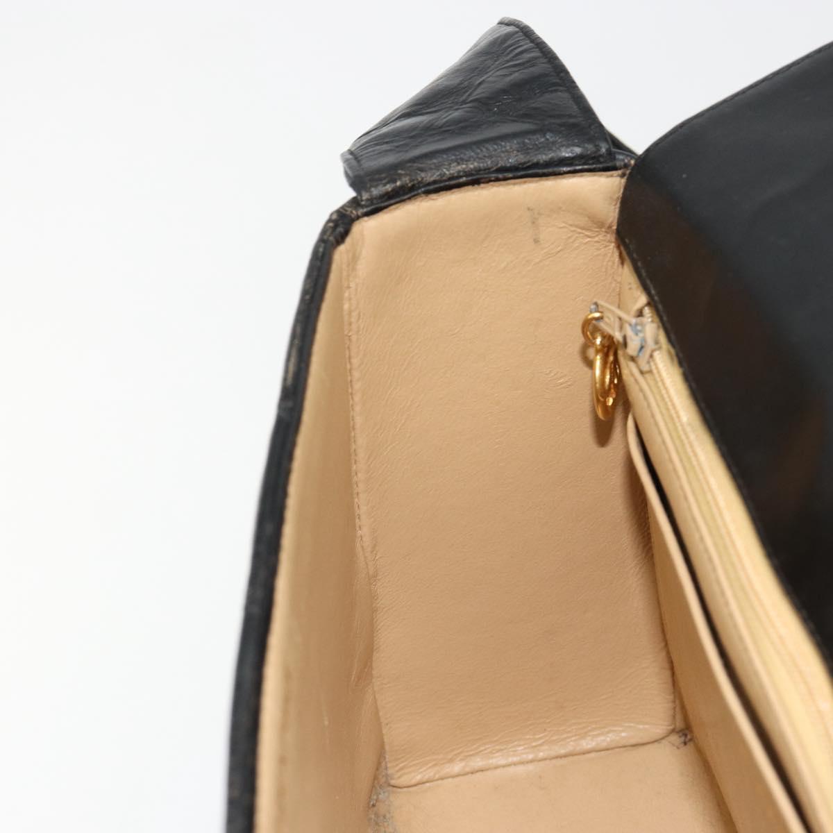 CHANEL Matelasse Shoulder Bag Lamb Skin Black Gold CC Auth bs35587