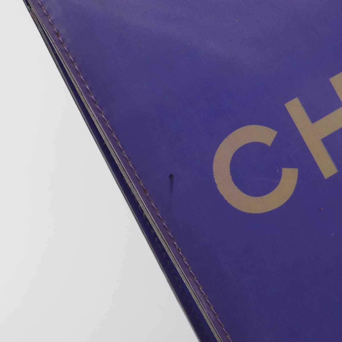 CHANEL Hologram Line Chain Shoulder Bag Nylon Purple Silver CC Auth bs35589A