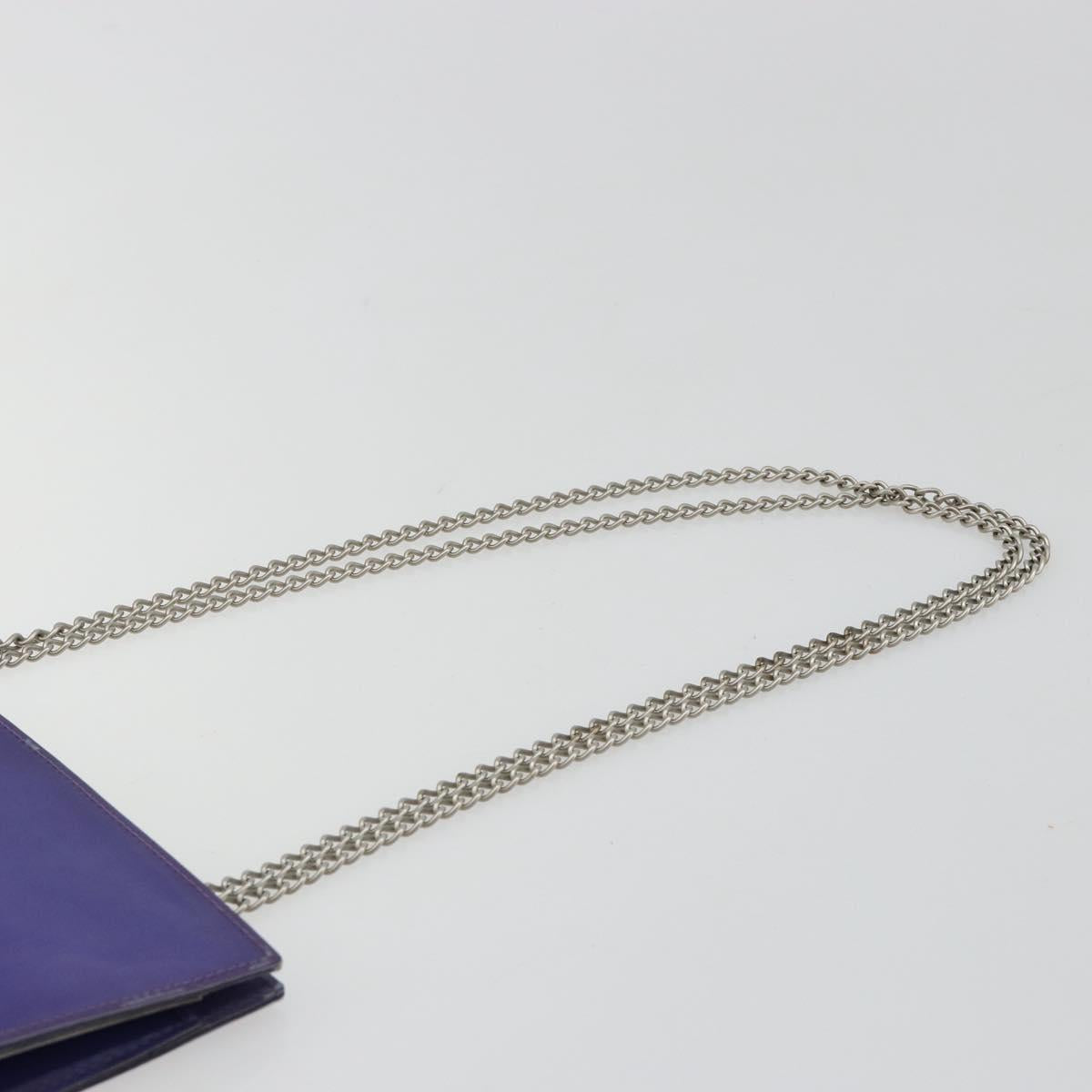 CHANEL Hologram Line Chain Shoulder Bag Nylon Purple Silver CC Auth bs35589A