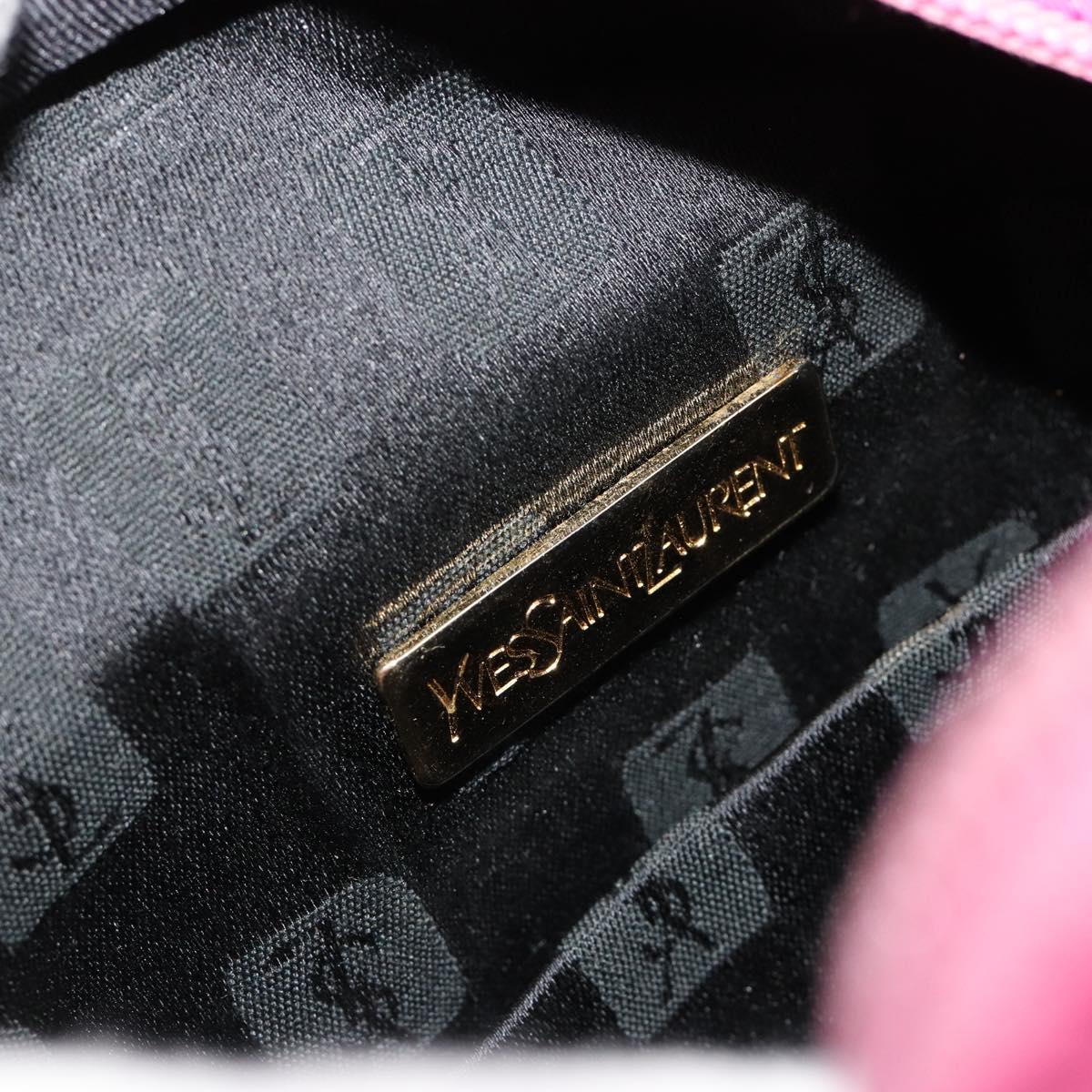 SAINT LAURENT Hand Bag Canvas Pink Gold Auth bs35590