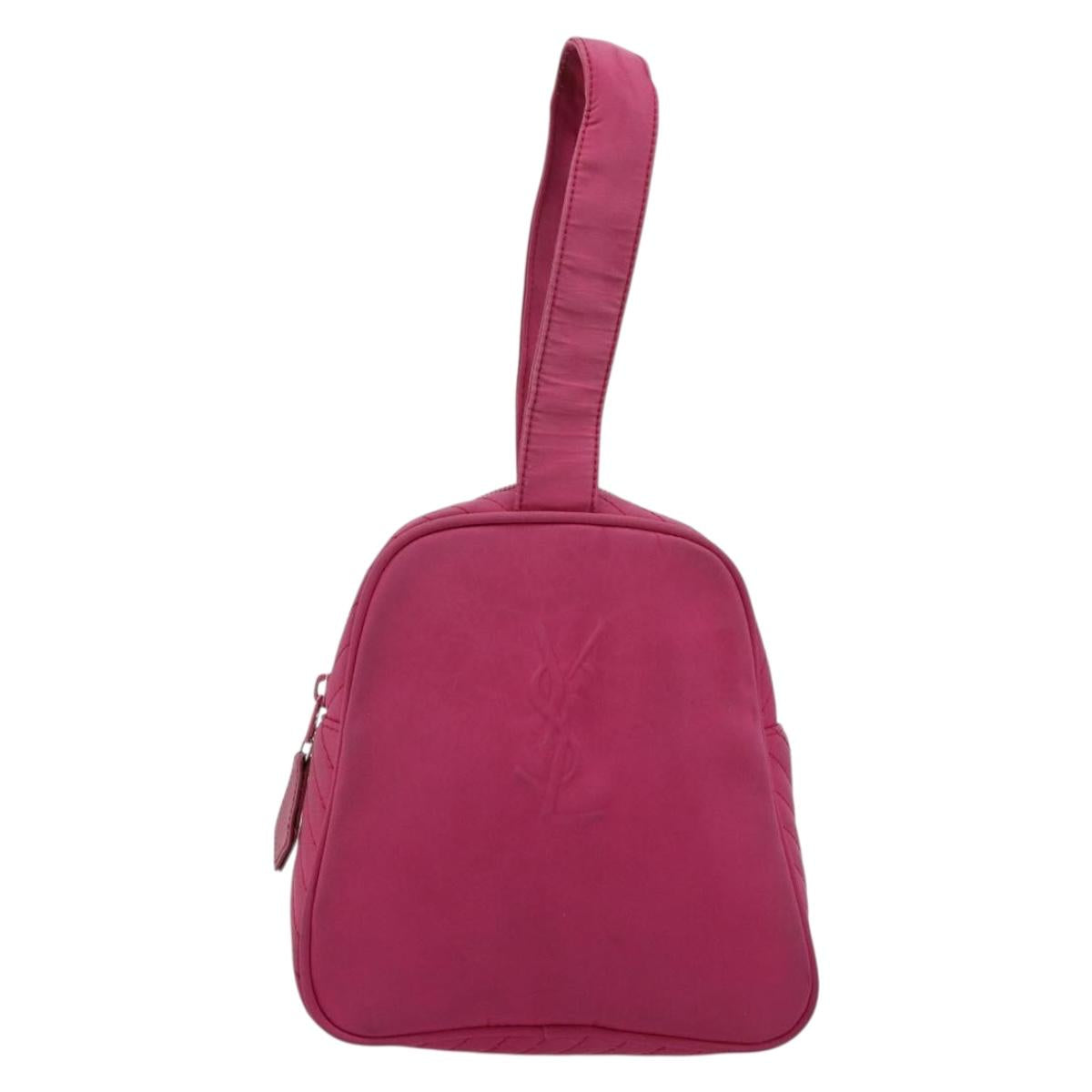 SAINT LAURENT Hand Bag Canvas Pink Gold Auth bs35590