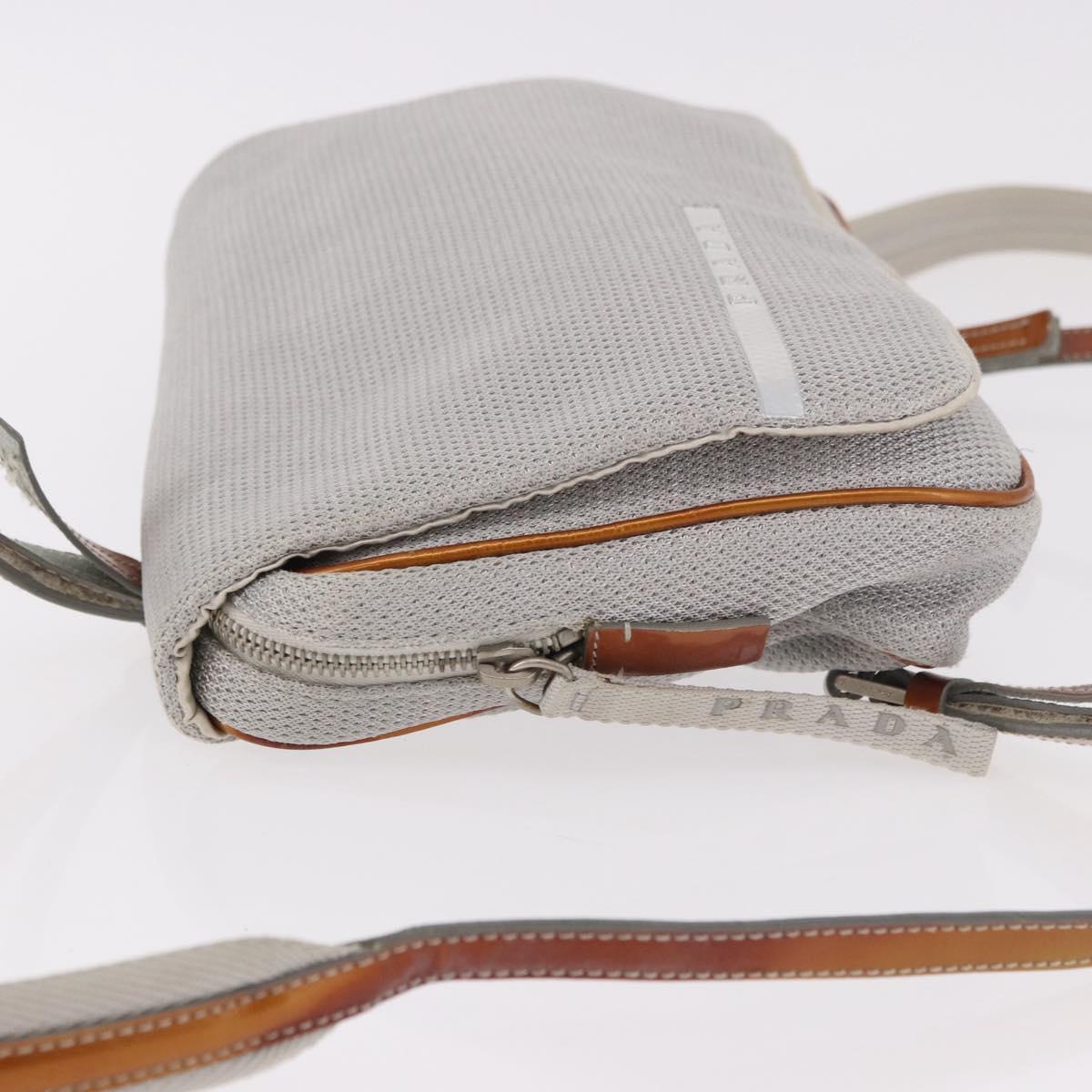 PRADA Sports Line Backpack Canvas Silver Auth bs35592