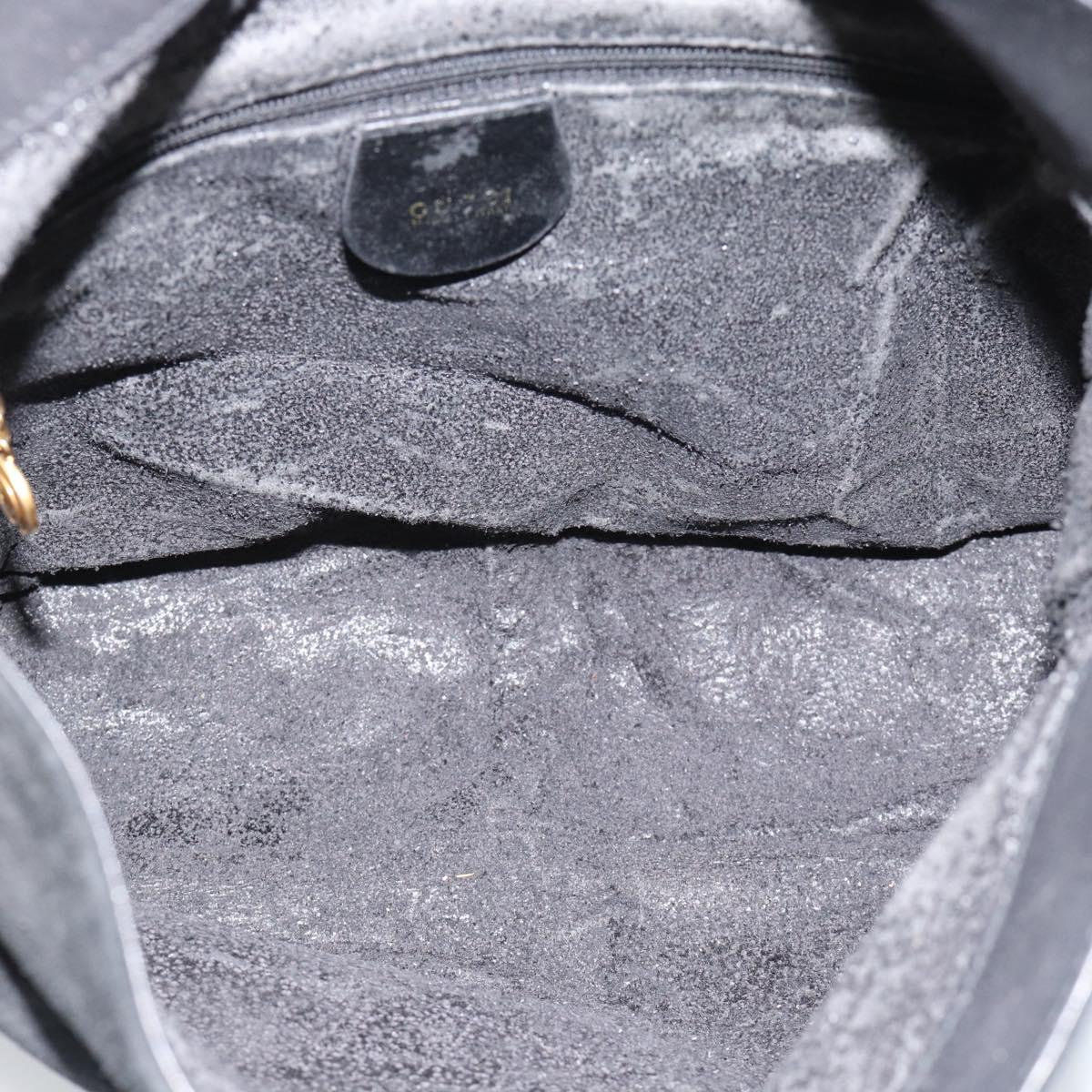 GUCCI Bamboo Shoulder Bag Suede 2way Black Gold 001 1014 1638 0 Auth bs35599