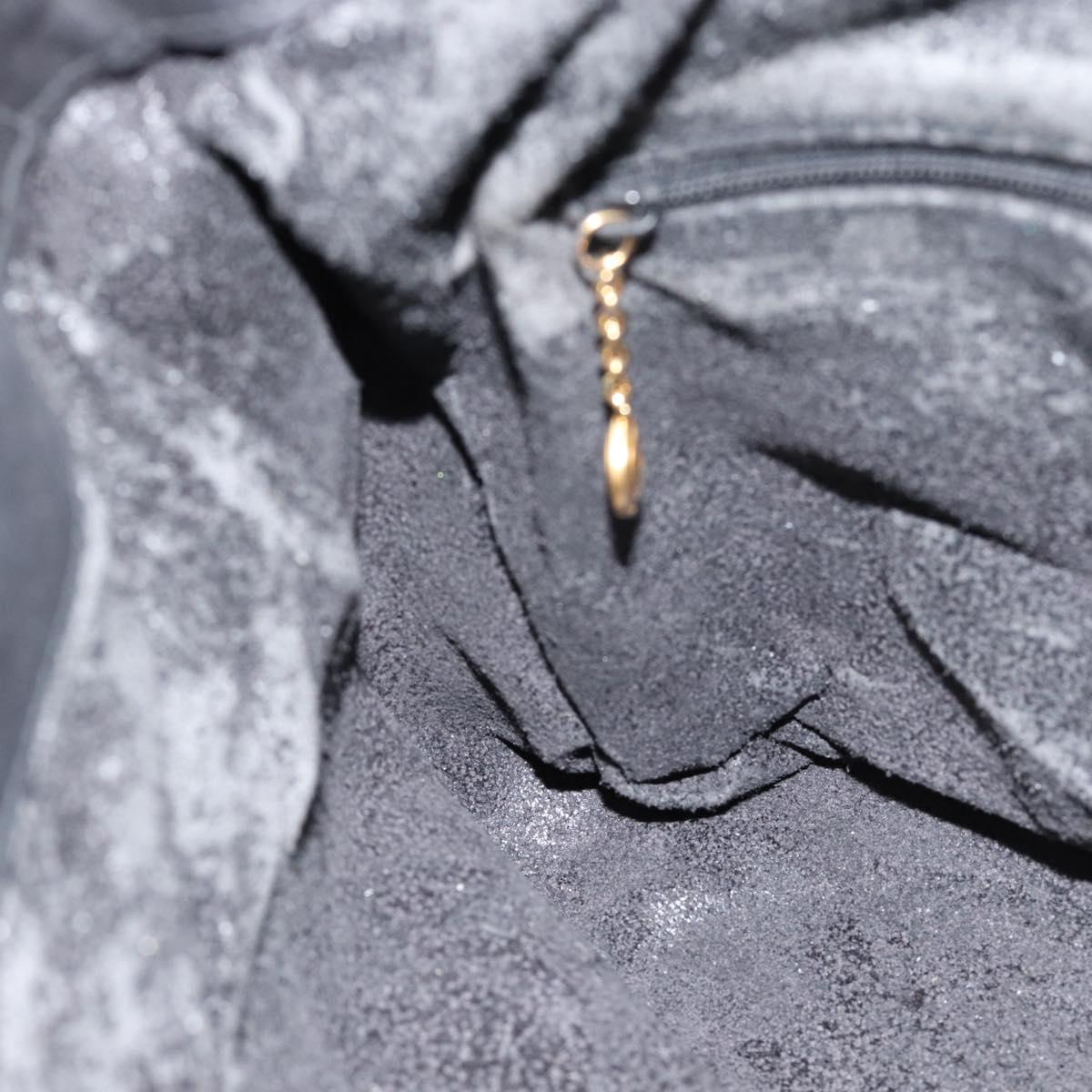 GUCCI Bamboo Shoulder Bag Suede 2way Black Gold 001 1014 1638 0 Auth bs35599