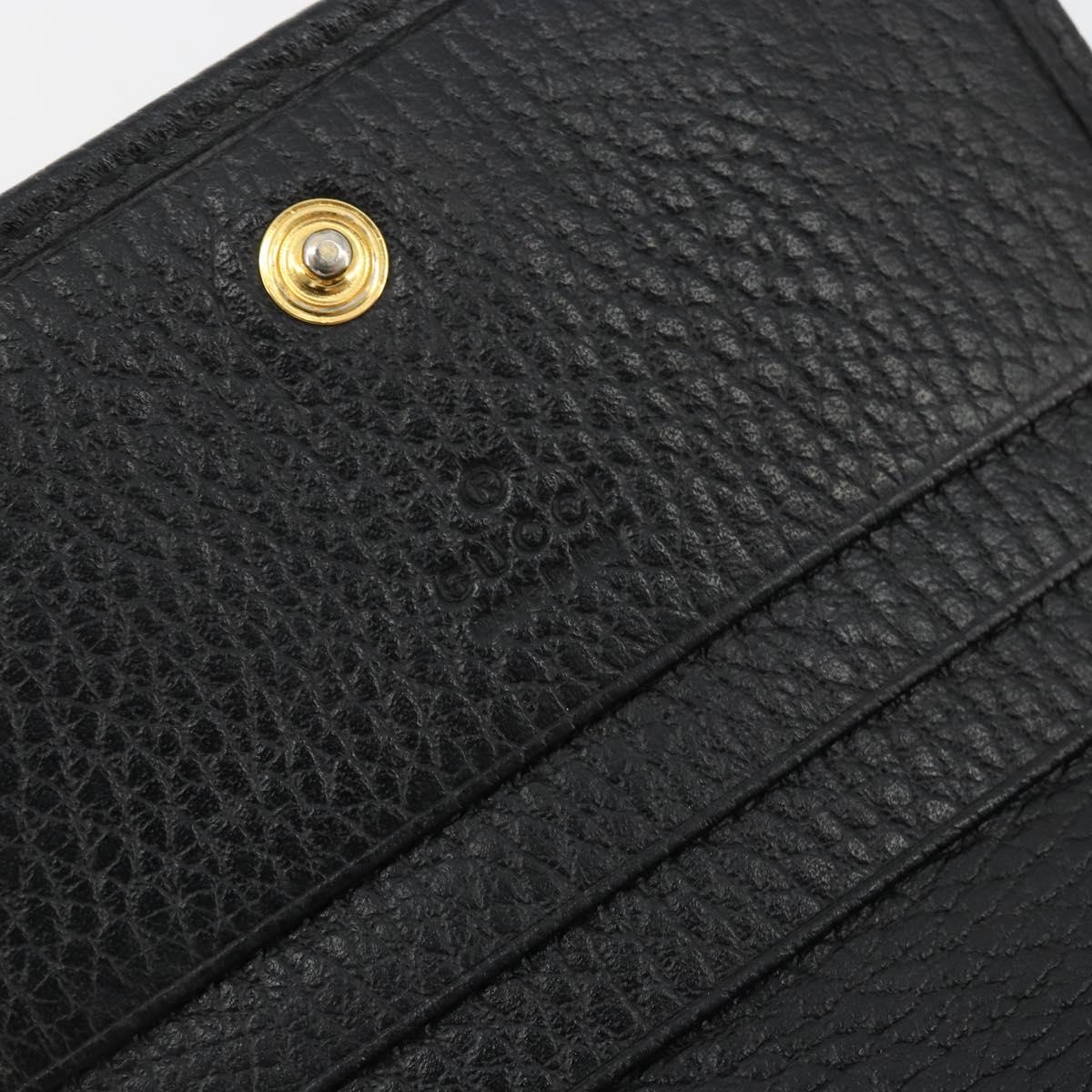 GUCCI GG Marmont Bifold Wallet Leather Black Gold 456126 Auth bs35602