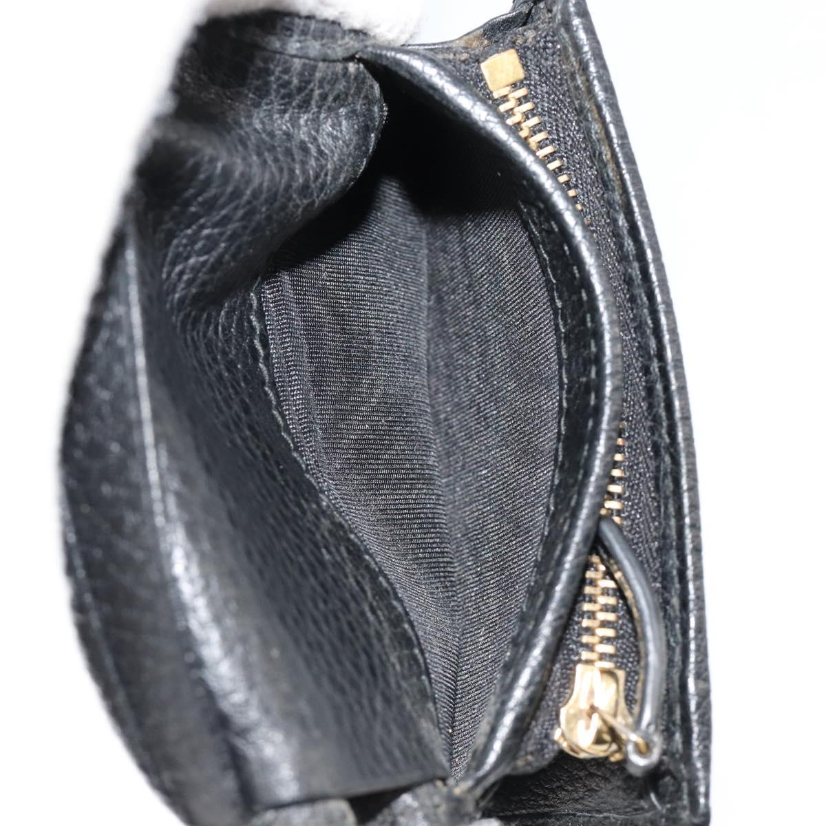 GUCCI GG Marmont Bifold Wallet Leather Black Gold 456126 Auth bs35602
