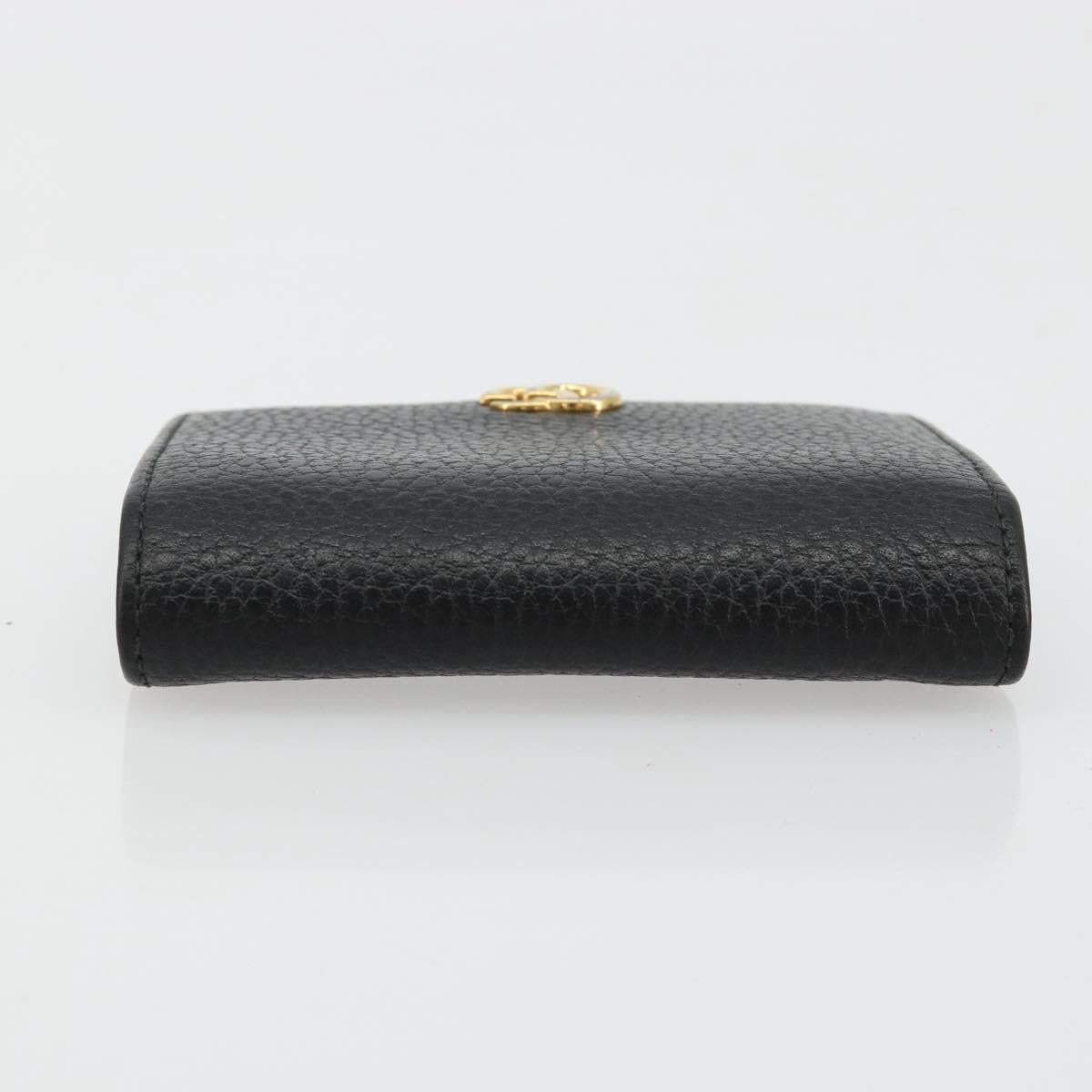 GUCCI GG Marmont Bifold Wallet Leather Black Gold 456126 Auth bs35602