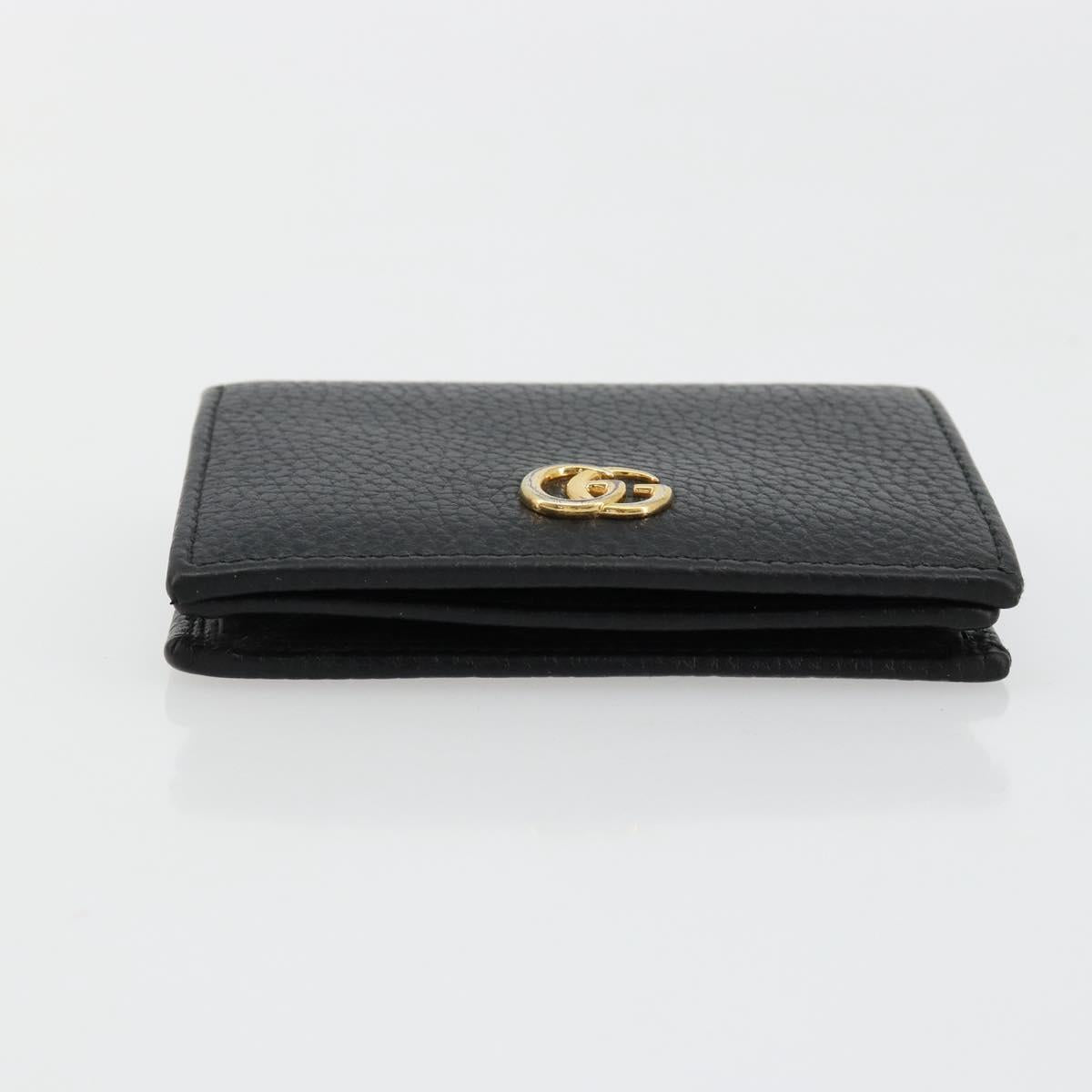 GUCCI GG Marmont Bifold Wallet Leather Black Gold 456126 Auth bs35602
