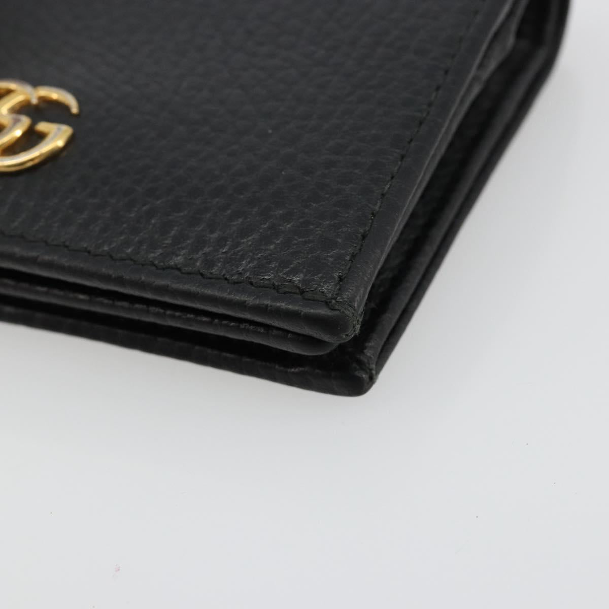 GUCCI GG Marmont Bifold Wallet Leather Black Gold 456126 Auth bs35602