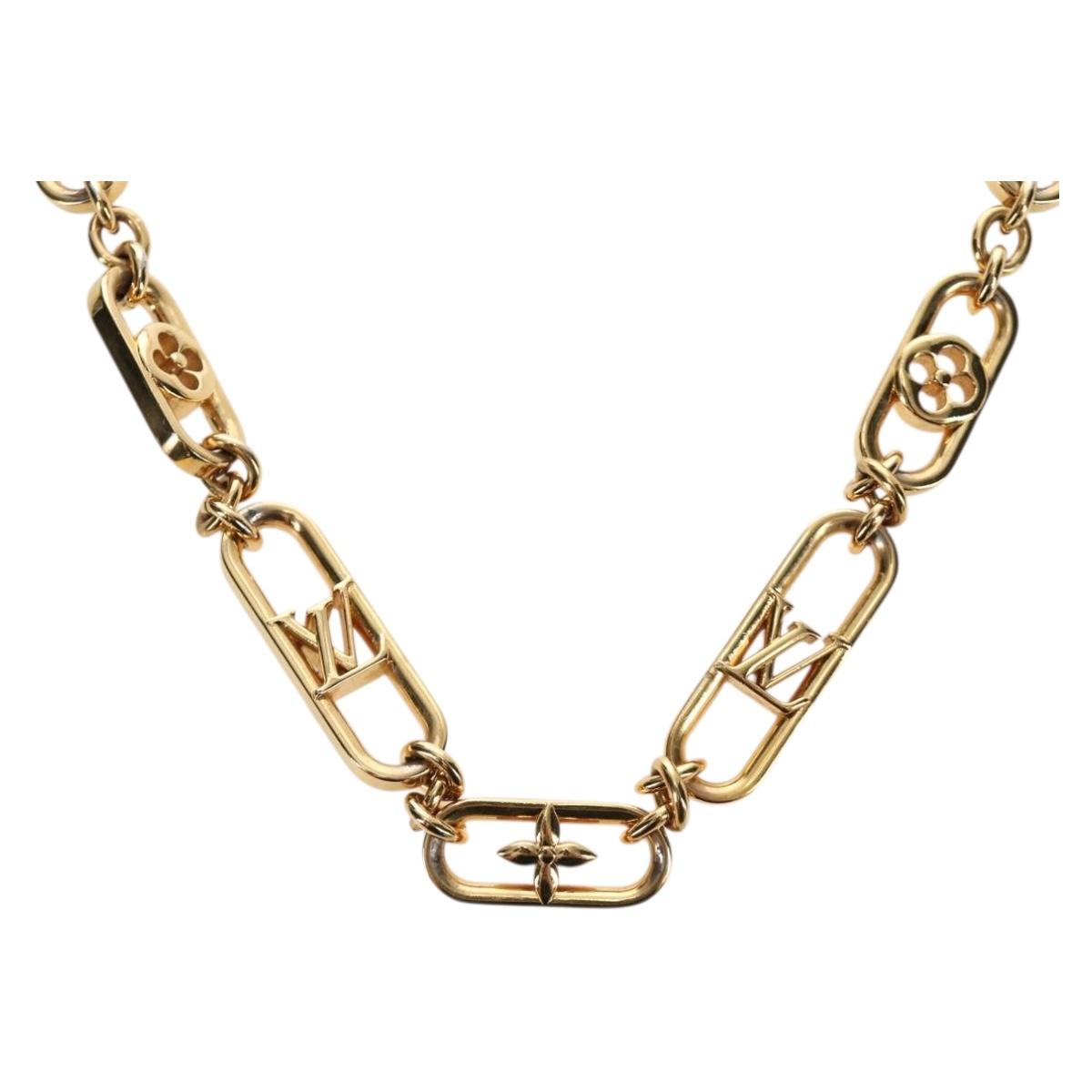 LOUIS VUITTON My LV Chain GM Necklace metal Gold Tone M01123 LV Auth bs35604M