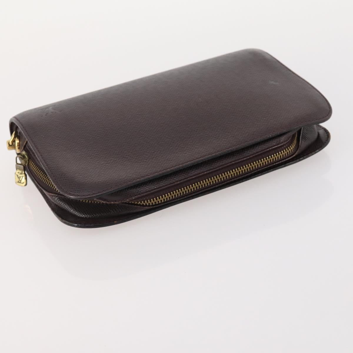 LOUIS VUITTON Taiga Baikal Clutch Bag 2 Set Acajou M30186 LV Auth bs35607