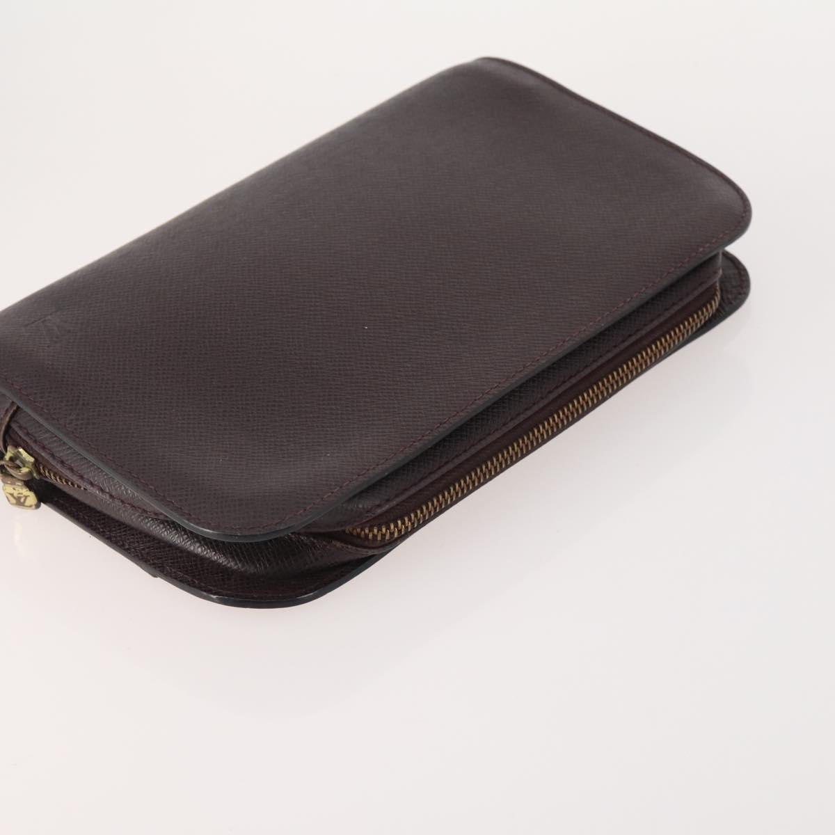 LOUIS VUITTON Taiga Baikal Clutch Bag 2 Set Acajou M30186 LV Auth bs35607