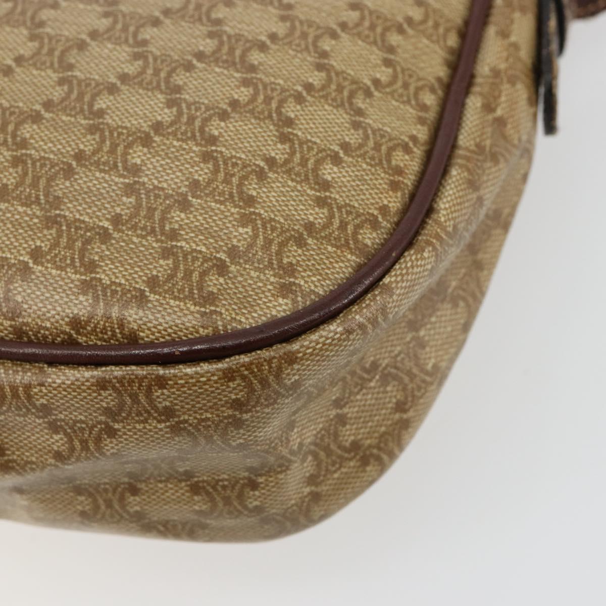 CELINE Macadam Canvas Shoulder Bag PVC Beige Gold Auth bs35608