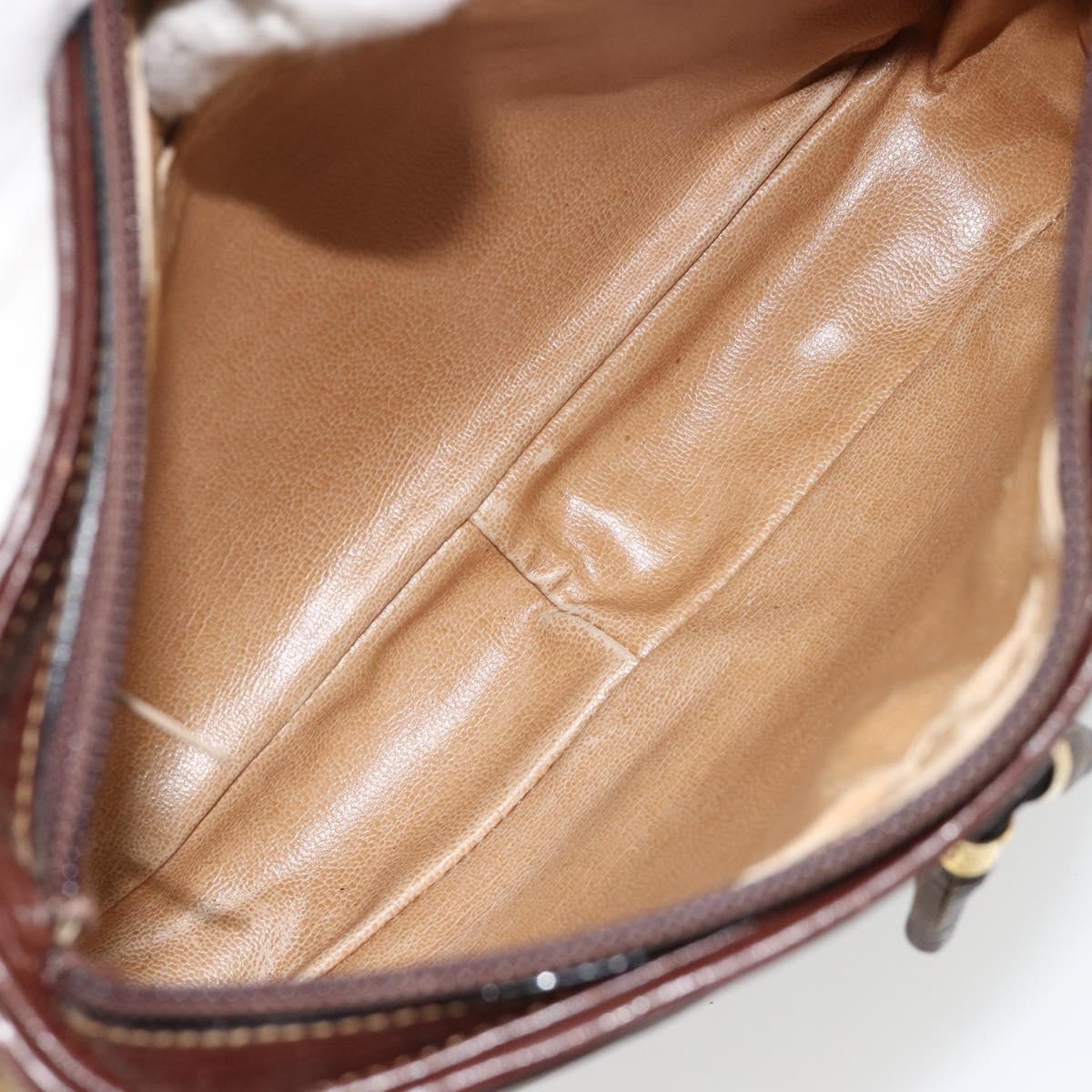 CELINE Macadam Canvas Shoulder Bag PVC Beige Gold Auth bs35608