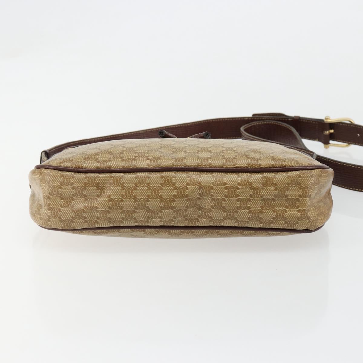 CELINE Macadam Canvas Shoulder Bag PVC Beige Gold Auth bs35608
