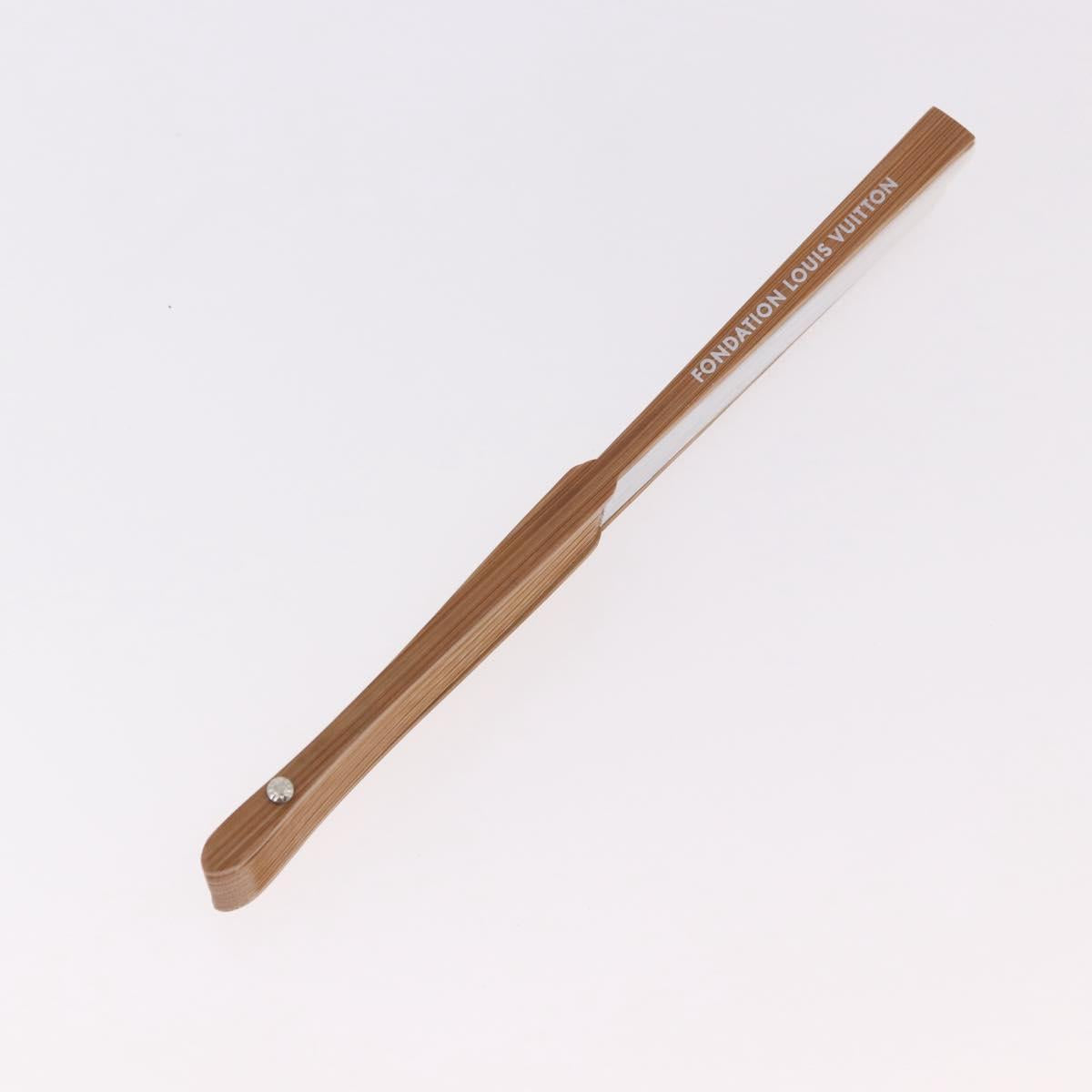 LOUIS VUITTON Fondation Japanese Fan Polyester White LV Auth bs35612V