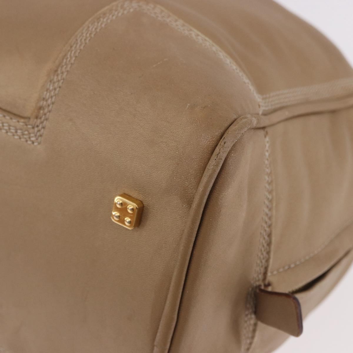 LOEWE Anagram Amazonas Hand Bag Leather Beige Gold Auth bs35616