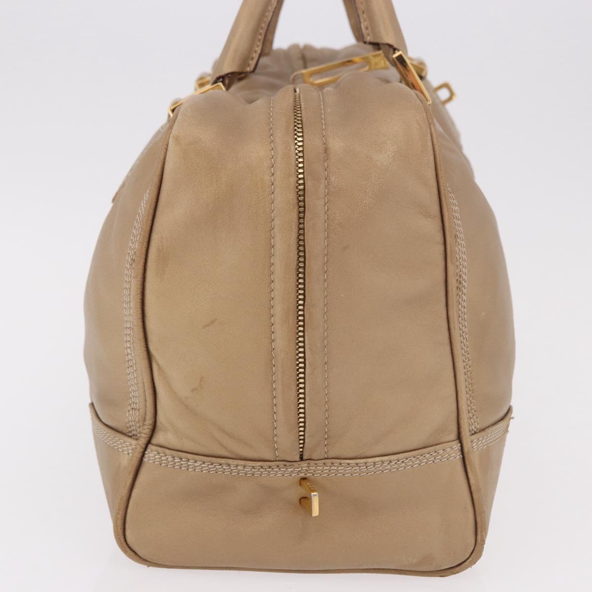 LOEWE Anagram Amazonas Hand Bag Leather Beige Gold Auth bs35616