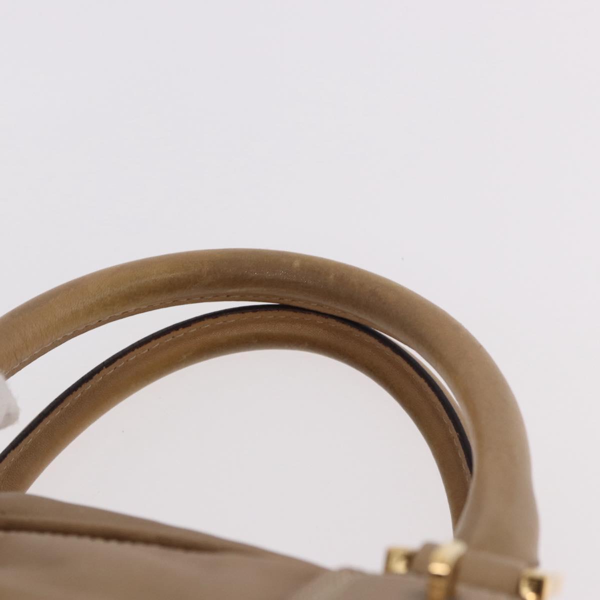 LOEWE Anagram Amazonas Hand Bag Leather Beige Gold Auth bs35616