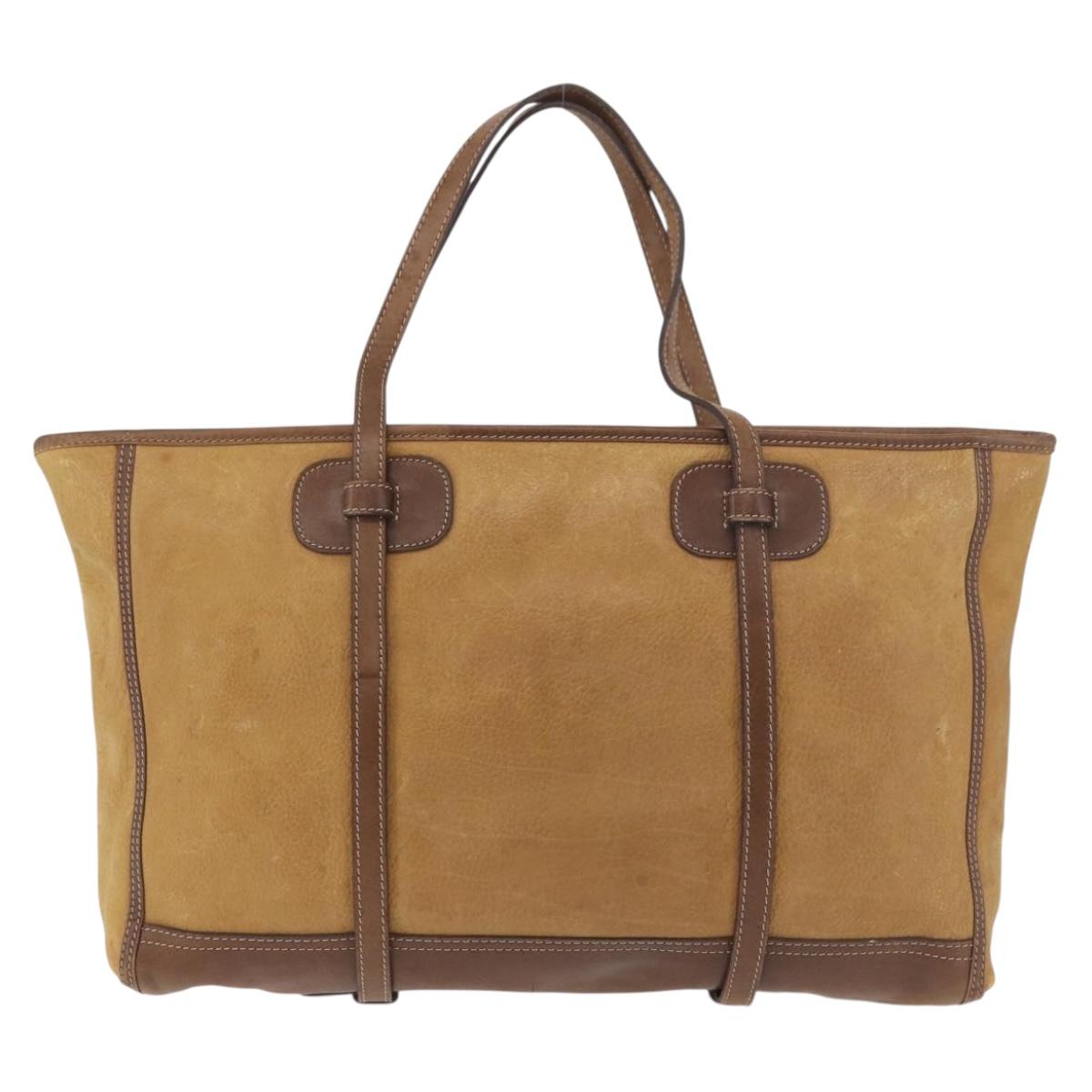 LOEWE Anagram Tote Bag Canvas Beige Gold Auth bs35617