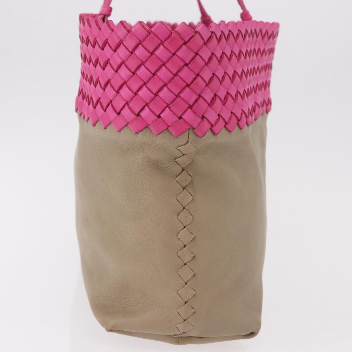 BOTTEGA VENETA INTRECCIATO Tote Bag Leather Pink Beige Auth bs35618A