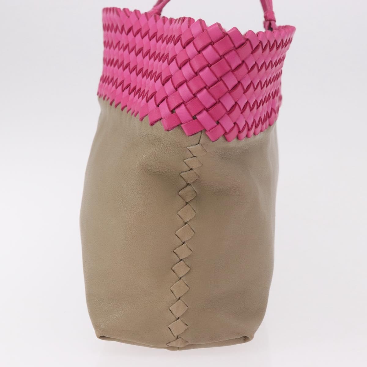 BOTTEGA VENETA INTRECCIATO Tote Bag Leather Pink Beige Auth bs35618A