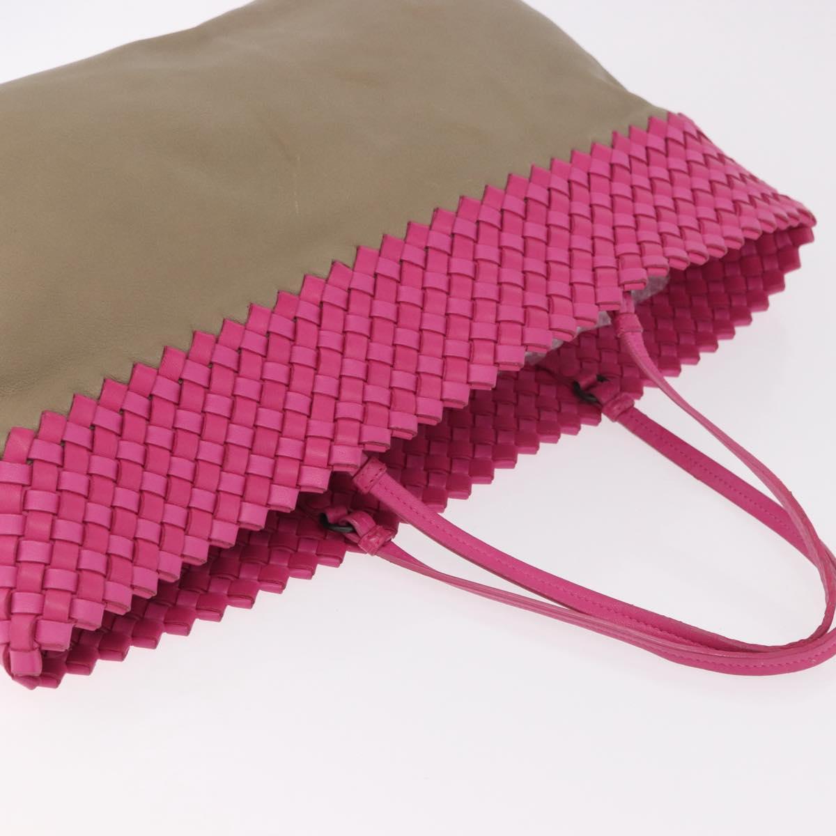 BOTTEGA VENETA INTRECCIATO Tote Bag Leather Pink Beige Auth bs35618A