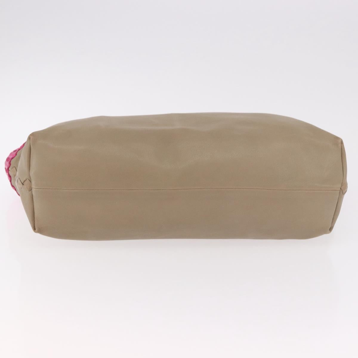 BOTTEGA VENETA INTRECCIATO Tote Bag Leather Pink Beige Auth bs35618A
