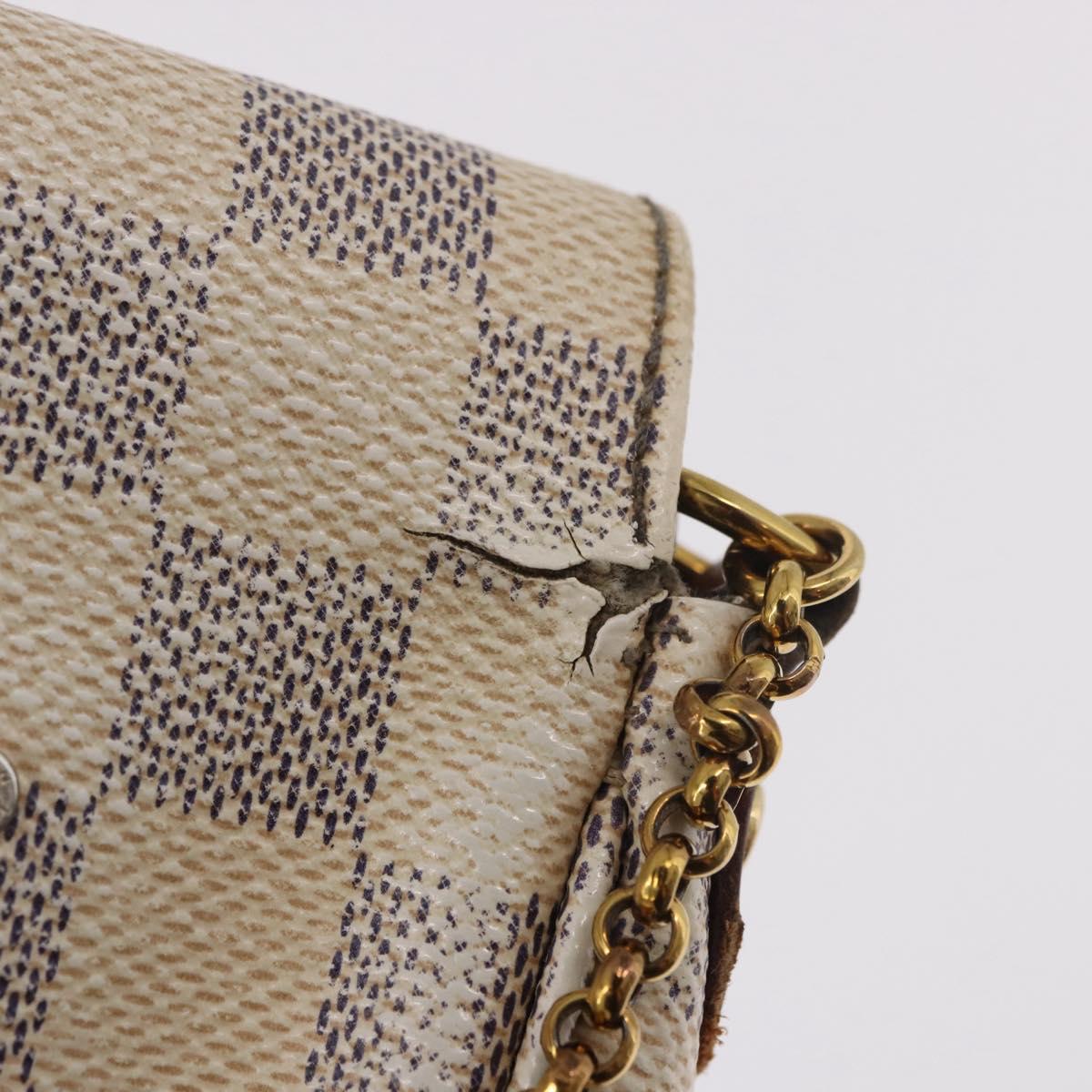 LOUIS VUITTON Damier Azur Favorit PM Shoulder Bag 2way N41277 LV Auth bs35626
