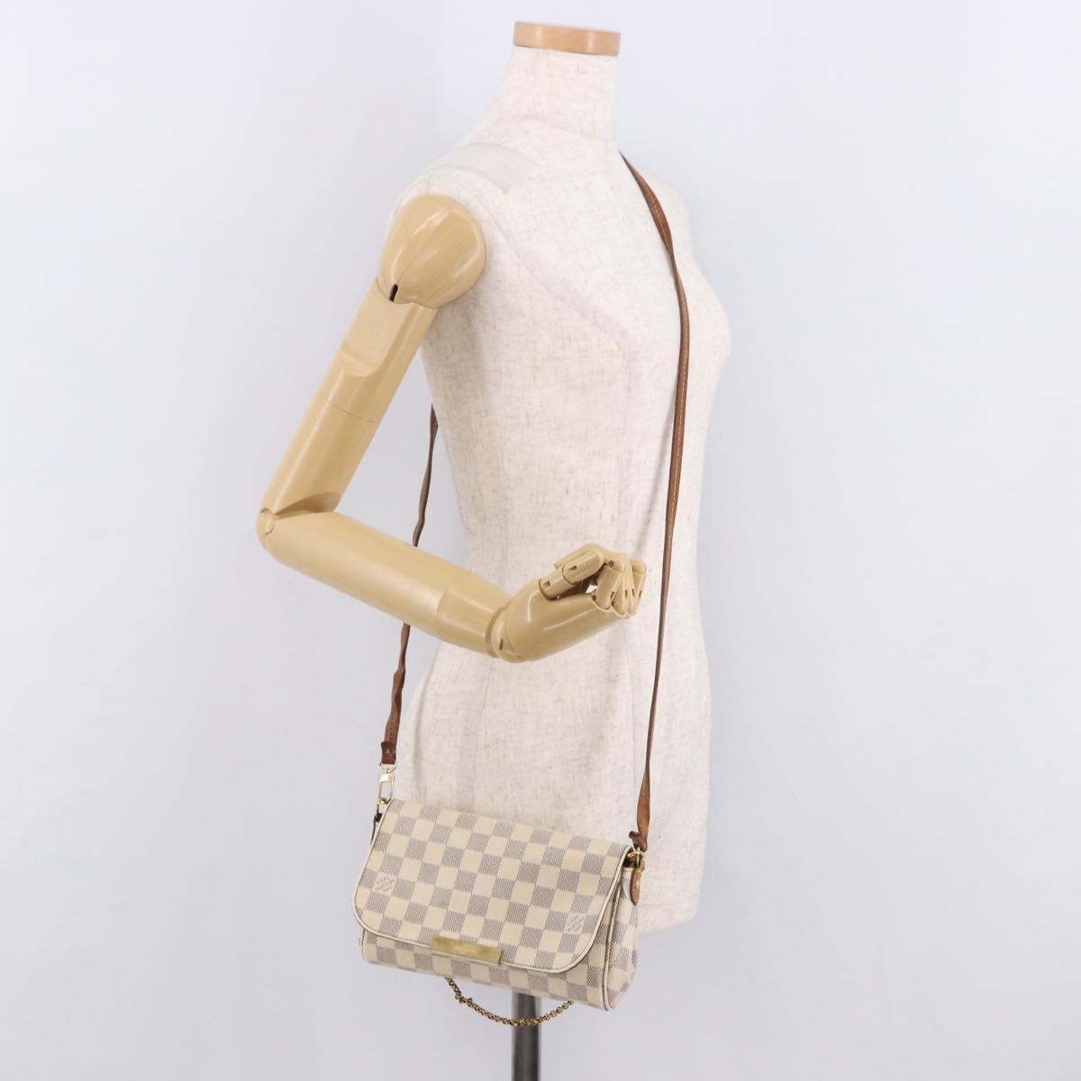 LOUIS VUITTON Damier Azur Favorit PM Shoulder Bag 2way N41277 LV Auth bs35626