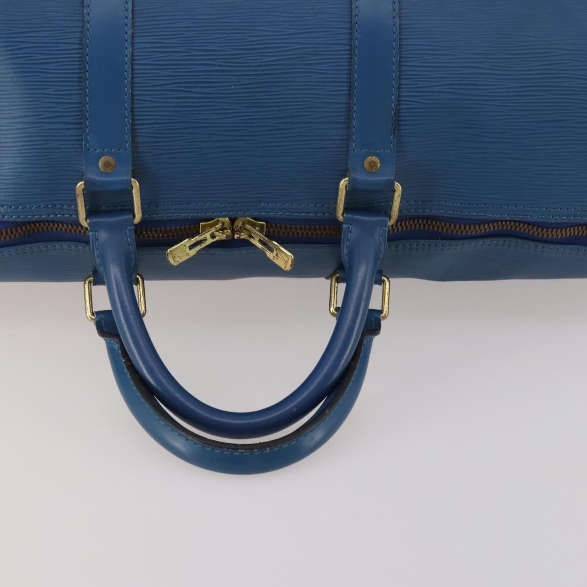 LOUIS VUITTON Epi Keepall 50 Boston Bag Blue M42965 LV Auth bs35627