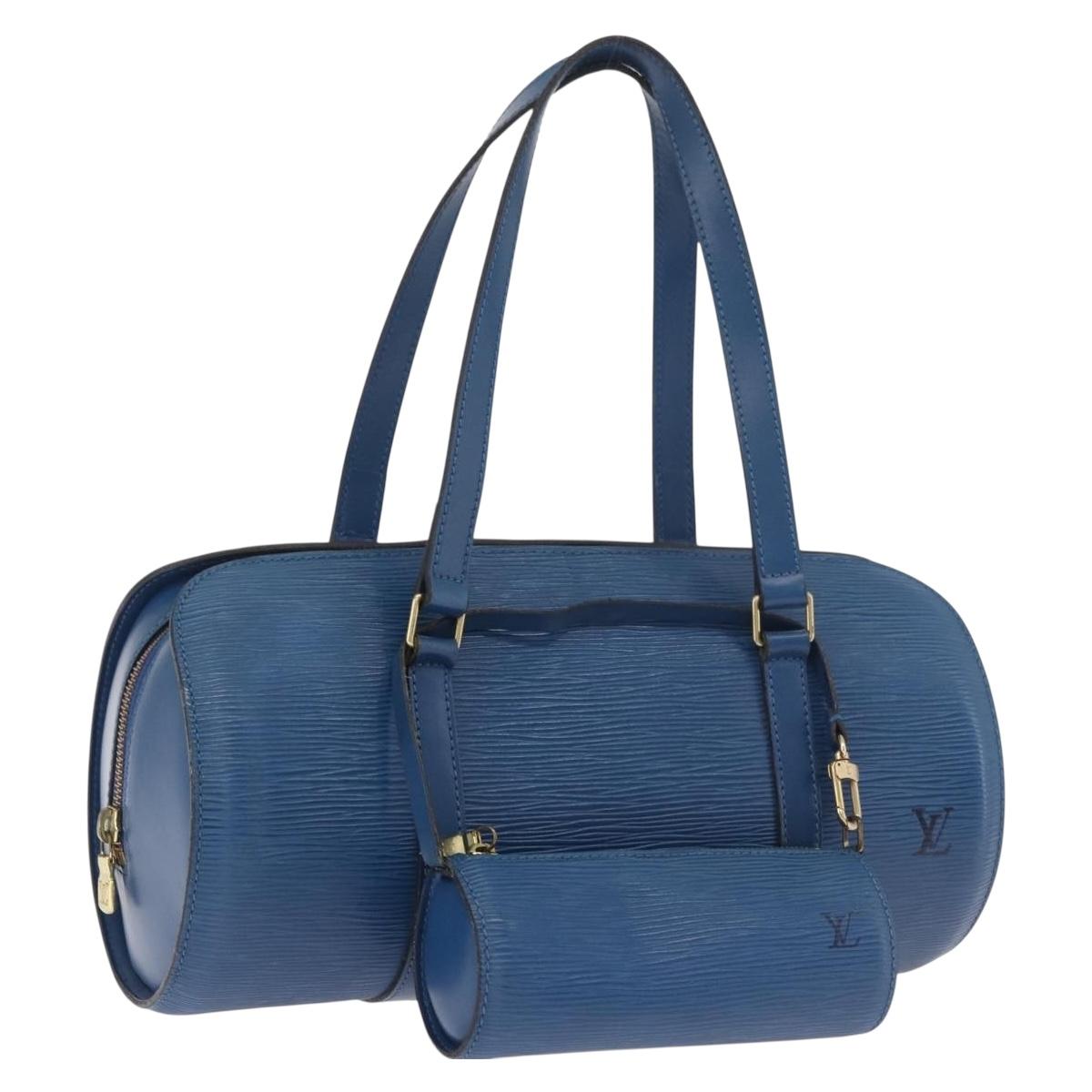 LOUIS VUITTON Epi Soufflot Hand Bag Blue M52225 LV Auth bs35630