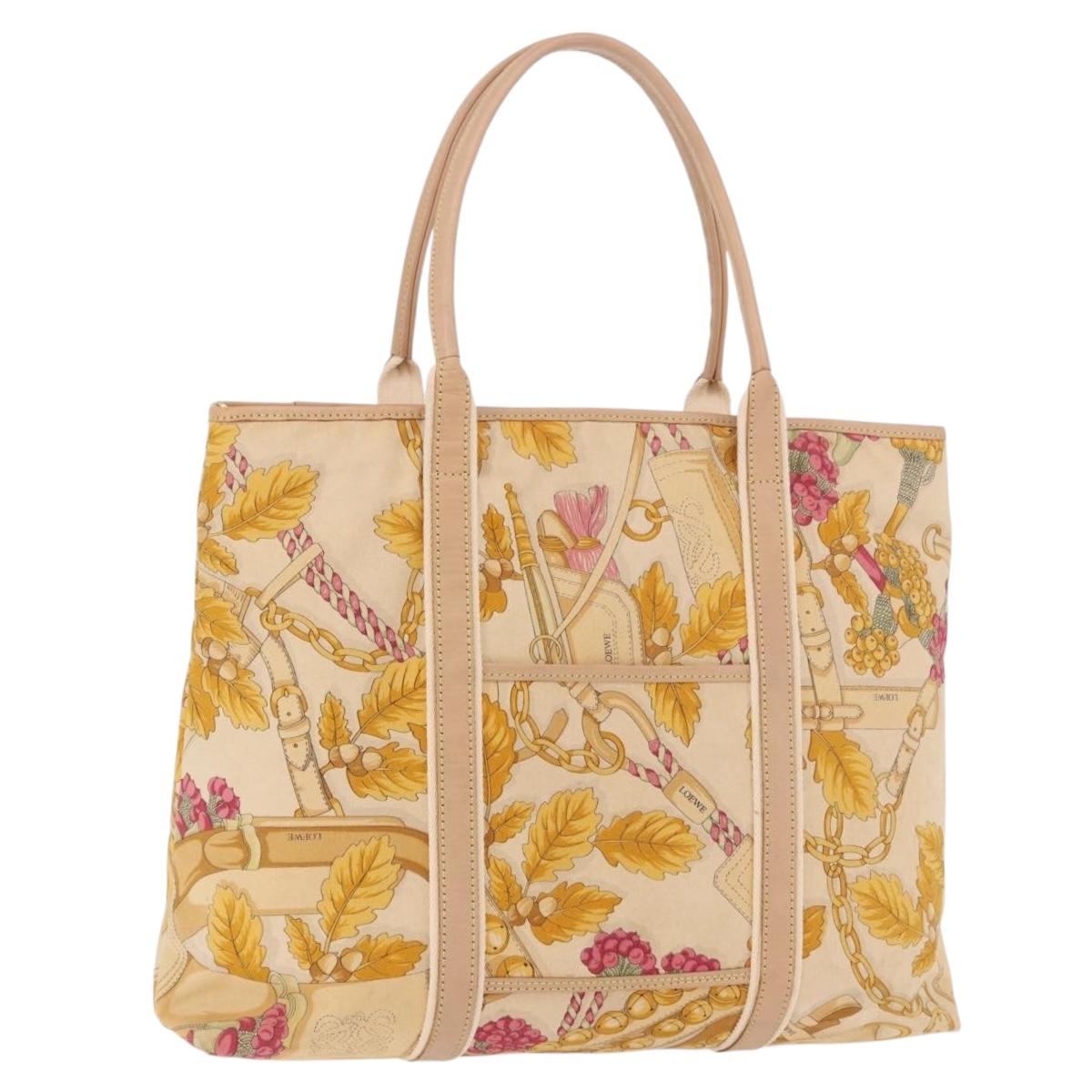 LOEWE Tote Bag Canvas Beige Brown Auth bs35631A