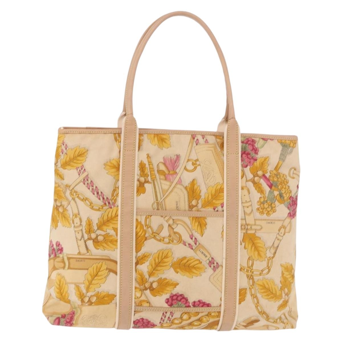 LOEWE Tote Bag Canvas Beige Brown Auth bs35631A
