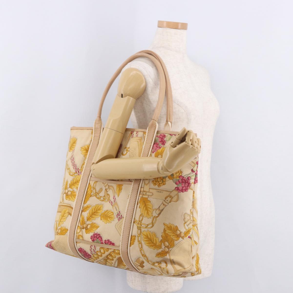 LOEWE Tote Bag Canvas Beige Brown Auth bs35631A